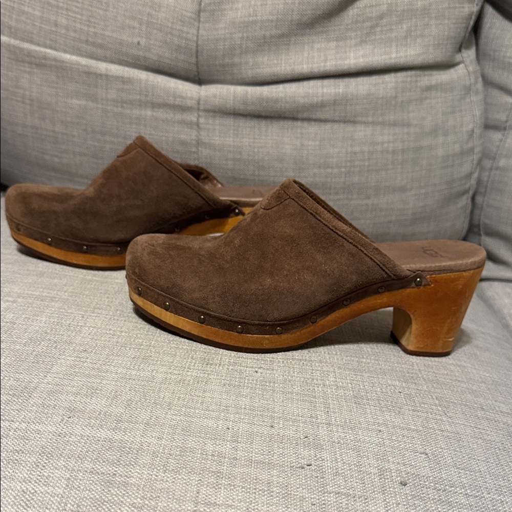 UGG Brown Suede Clog Mules
